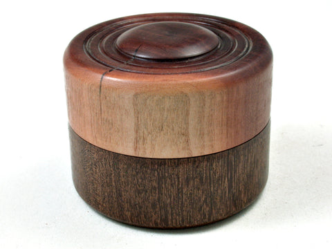 LV-3588  Manzanita & Brown Ebony Flat Pill Box, Ring Holder, Jewelry Box-SCREW CAP