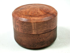 LV-3592  Amboyna Burl & Afzelia  Flat Pill Box, Ring Holder, Jewelry Box-SCREW CAP