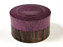LV-3595  Black Chacate & Purpleheart Flat Pill Box, Ring Holder, Jewelry Box-SCREW CAP