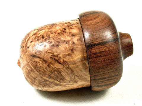 LV-3611  Black Ash Burl  & Tamboti Acorn Pill Box,  Engagement Ring Box-SCREW CAP