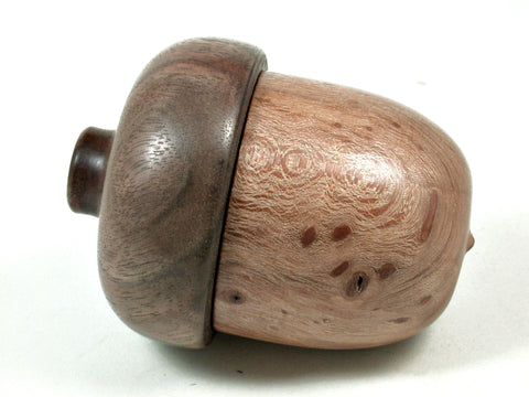 LV-3616 Black Oak Mistletoes Burl & Black Walnut Burl Acorn Box, Jewelry, Pill Box-SCREW CAP