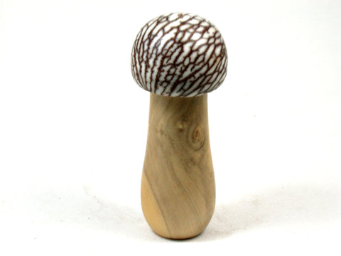 LV-3650  French Boxwood & Betelnut Mushroom Threaded Box, Pill Holder, Secret Compartment