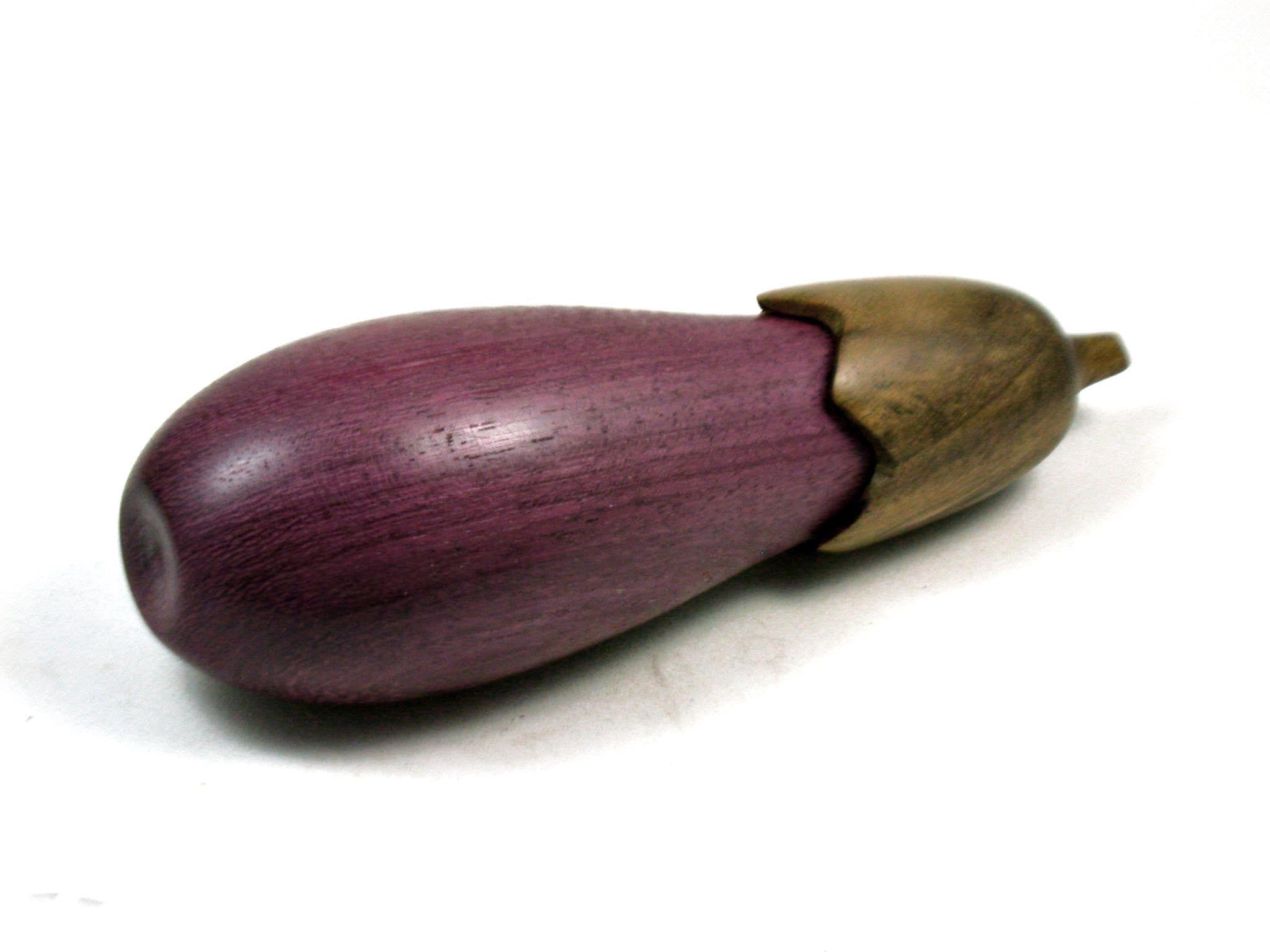 LV-3652  Purpleheart & Greenheart  Eggplant Threaded  Box, Needle Case-SCREW CAP