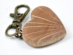 LV-3662 Coast Live Oak Wooden Heart Shaped Charm, Keychain, Wedding Favor-HAND CARVED