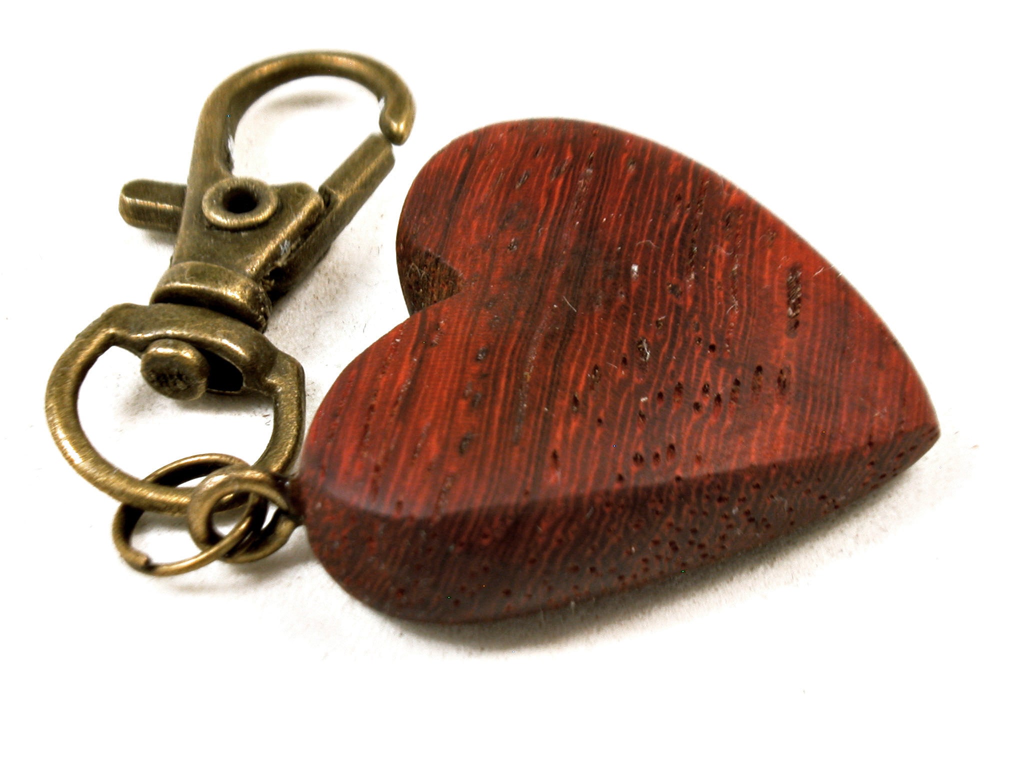 LV-3664  African Padauk Wooden Heart Charm, Keychain, Wedding, Valentine Gift-HAND CARVED