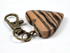 LV-3672  Black & White Ebony Wooden Heart Shaped Charm, Keychain, Unique Hand Made