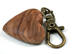 LV-3674 Olive Wooden Heart Shaped Zipper Charm, Keychain, Wedding Favor-HAND CARVED