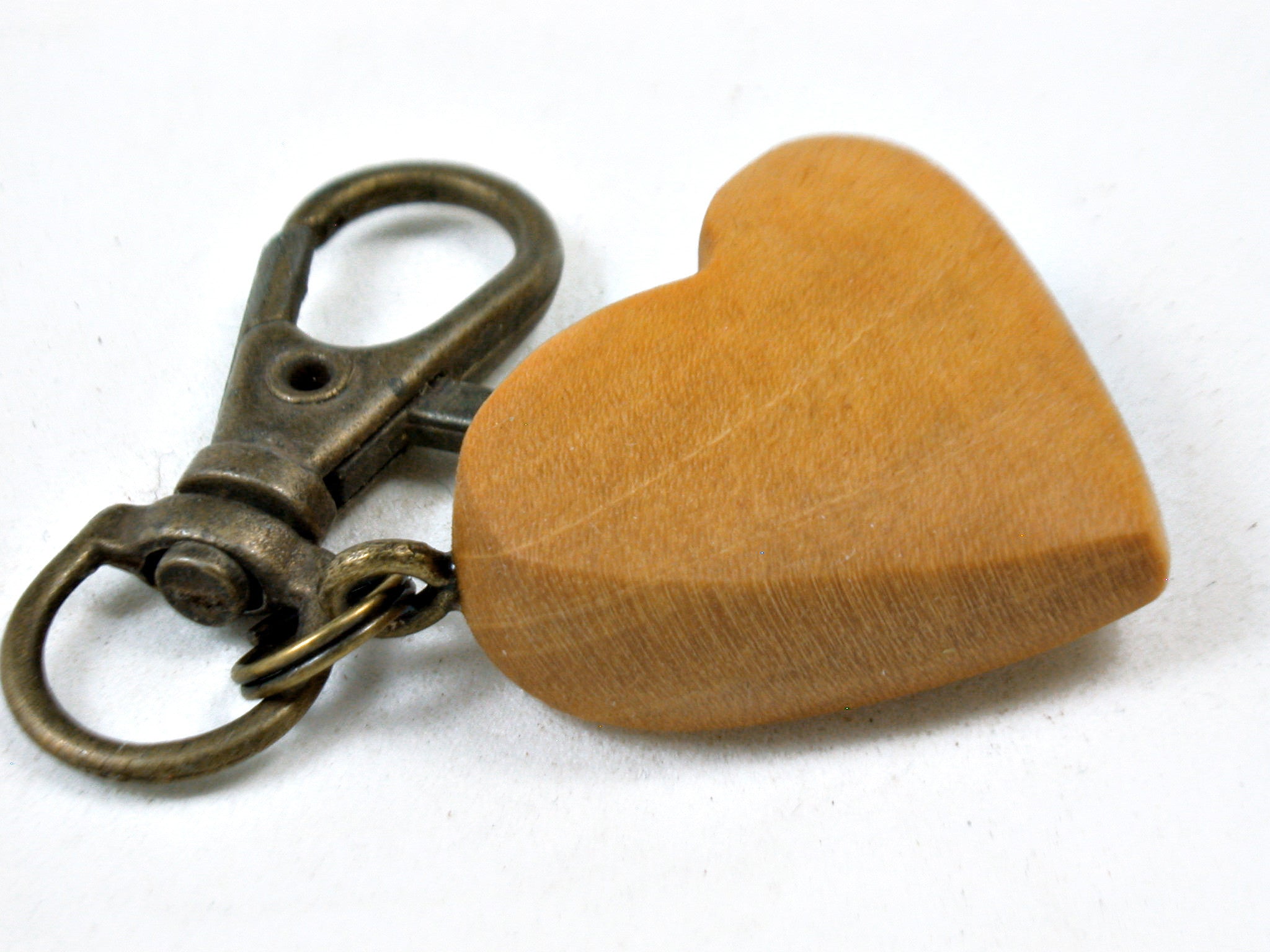 LV-3676  West Indie Satinwood Wooden Heart Shaped Charm, Keychain, Wedding Favor-HAND CARVED