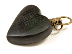 LV-3678  Irish Bog Oak Wooden Heart Charm, Keychain, Wedding Favor-HAND CARVED