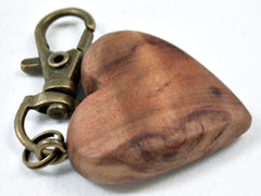 LV-3679 Curly Japanese Sugi Wooden Heart Shaped Charm, Keychain, Unique Hand Made