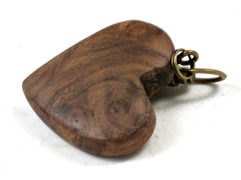 LV-3680  Russian Olive Burl Wooden Heart Charm, Keychain, Wedding Favor-Hand Made