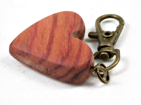 LV-3681 Tulipwood Wooden Heart Charm, Keychain, Wedding Favor-HAND CARVED