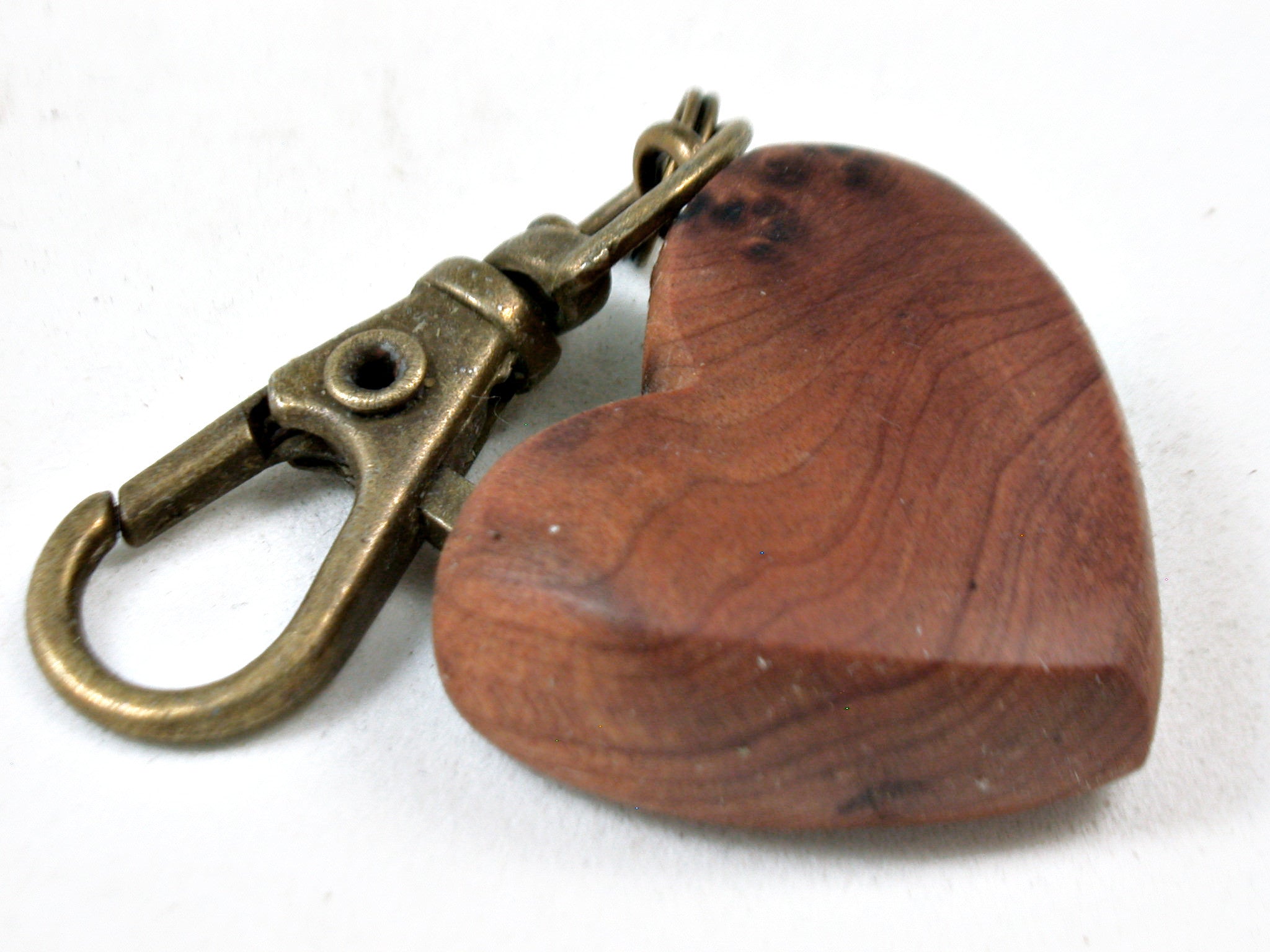 LV-3682  Morroccan Thuya Burl Wooden Heart Charm, Keychain, Wedding Favor-Hand Made