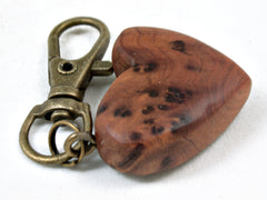 LV-3682  Morroccan Thuya Burl Wooden Heart Charm, Keychain, Wedding Favor-Hand Made