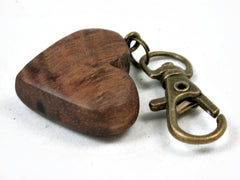 LV-3685  Curly Hawaiian Koa Wooden Heart Shaped Charm, Keychain, Unique Hand Made