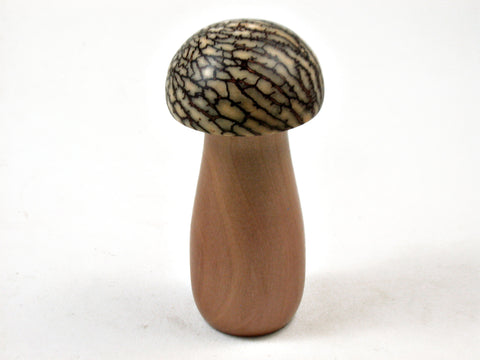 LV-3693  Betelnut & Mt. Mahogany Wooden Mushroom Box, Pill Box, Secret Compartment-SCREW CAP