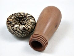 LV-3693  Betelnut & Mt. Mahogany Wooden Mushroom Box, Pill Box, Secret Compartment-SCREW CAP