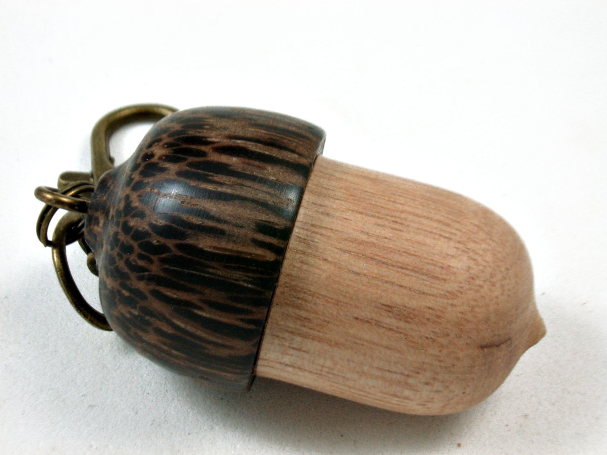 LV-3695 Perfume Wood & Black Palm Acorn Pendant Box, Bag Charm, Keychain-SCREW CAP