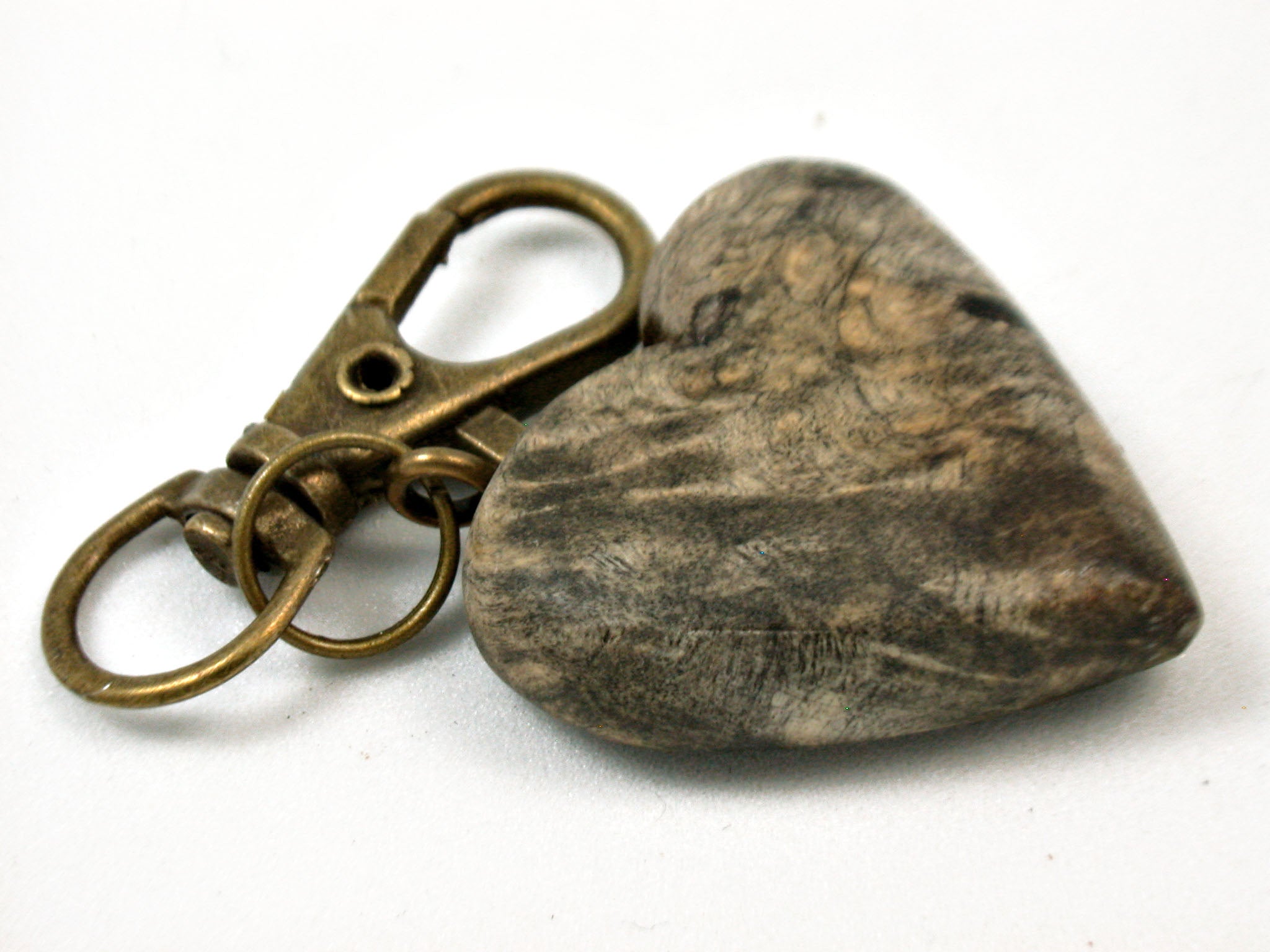 LV-3707 California Buckeye Burl Wooden Heart Shaped Charm, Keychain, Unique Hand Made