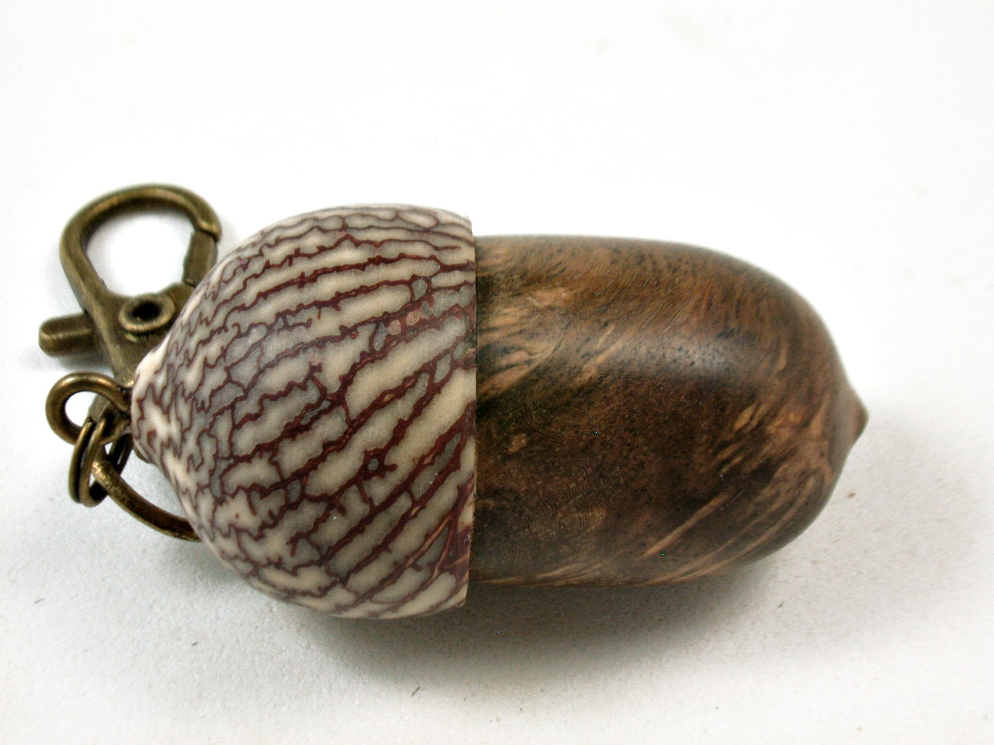 LV-3710 Pollyanna Burl & Betel Nut Acorn Pendant Box, Charm, Pill Holder-SCREW CAP