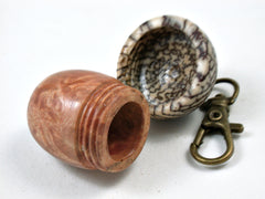 LV-3711  Laurel Sumac Burl & Betel Nut Acorn Pendant Box, Charm, Pill Holder-SCREW CAP