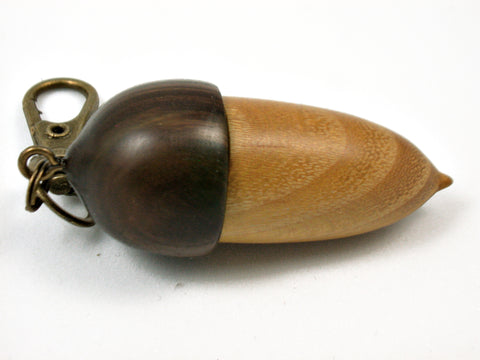 LV-3725  Osage Orange & Lignum Vitae Acorn Pendant Box, Charm, Pill Holder-SCREW CAP