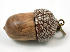 LV-3726  Olive Burl & Betelnut Acorn Pendant Box, Charm, Pill Holder-SCREW CAP