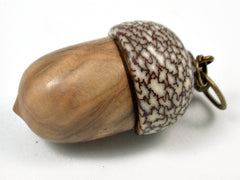 LV-3726  Olive Burl & Betelnut Acorn Pendant Box, Charm, Pill Holder-SCREW CAP