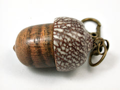 LV-3728   Bocote & Betelnut Acorn Pendant Box, Charm, Pill Holder-SCREW CAP