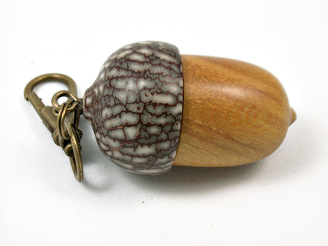 LV-3731  Osage Orange & Betel Nut Acorn Pendant Box, Keychain, Pill Fob-SCREW CAP