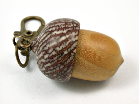 LV-3733  Osage Orange & Betel Nut Acorn Pendant Box, Keychain, Pill Fob-SCREW CAP