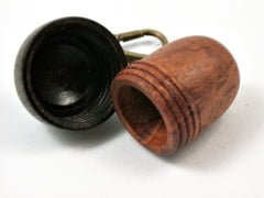 LV-3736  Amboyna Burl &  Burmese Blackwood Acorn Pendant Box, Bag Charm, Pill Holder-SCREW CAP