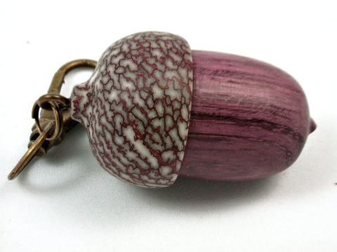 LV-3737  Purpleheart & Betelnut  Acorn Box, Pill Holder, Compartment Pendant-SCREW CAP