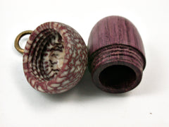 LV-3737  Purpleheart & Betelnut  Acorn Box, Pill Holder, Compartment Pendant-SCREW CAP