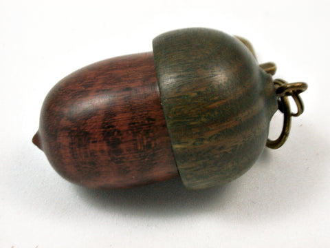 LV-3738   Snakewood & Lignum Vitae  Acorn Pendant Box, Pill Box-SCREW CAP