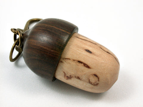 LV-3739  Masur Birch & Lignum Vitae Acorn Box, Pill Holder, Secret Compartment Pendant-SCREW CAP