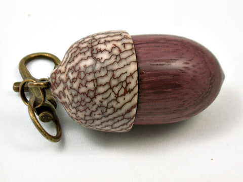 LV-3742  Purpleheart & Betelnut  Acorn Box, Pill Holder, Compartment Pendant-SCREW CAP