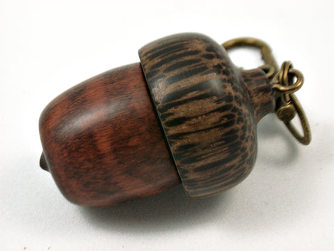 LV-3745   Snakewood & Black Palm  Acorn Pendant Box, Pill Box-SCREW CAP