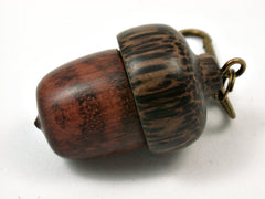 LV-3745   Snakewood & Black Palm  Acorn Pendant Box, Pill Box-SCREW CAP