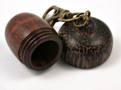 LV-3745   Snakewood & Black Palm  Acorn Pendant Box, Pill Box-SCREW CAP