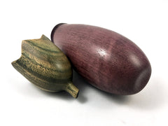 LV-3765 Purpleheart & Verawood Eggplant Threaded Box, Jewelry Box, Needle Case-SCREW CAP