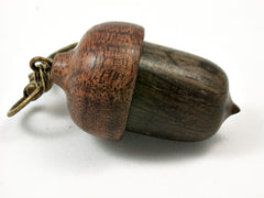 LV-3778 Ancient English Bog Oak & Curly Koa Wooden Pendant Box, Keepsakes, Pillfob-SCREW CAP