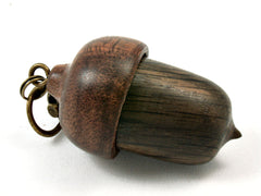 LV-3778 Ancient English Bog Oak & Curly Koa Wooden Pendant Box, Keepsakes, Pillfob-SCREW CAP