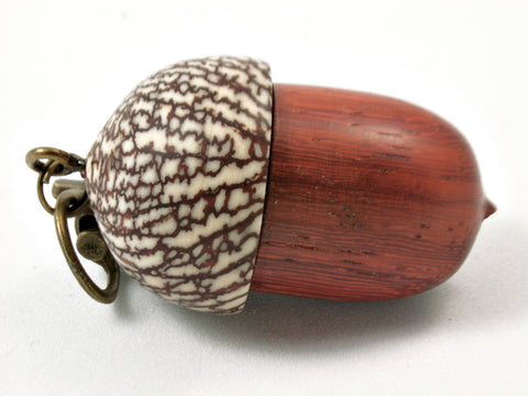 LV-3782  African Padauk & Betelnut Acorn Pendant Box, Charm, Pill Holder-SCREW CAP