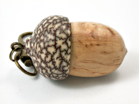 LV-3784  Masur Birch & Betelnut Acorn Box, Pill Holder, Secret Compartment Pendant-SCREW CAP