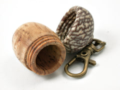 LV-3784  Masur Birch & Betelnut Acorn Box, Pill Holder, Secret Compartment Pendant-SCREW CAP