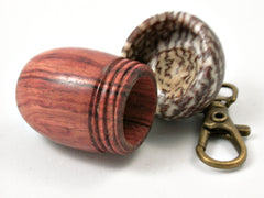 LV-3786 Tulipwood & Betelnut Acorn Pendant Box, Charm, Pill Holder-SCREW CAP