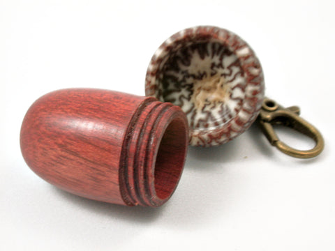 LV-3788 Satine & Betelnut Wooden Acorn Pendant Box, Memorial Jewelry-SCREW CAP