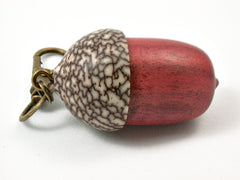 LV-3790  Redheart & Betelnut Wooden Acorn Pendant Box, Pill Fob, -SCREW CAP