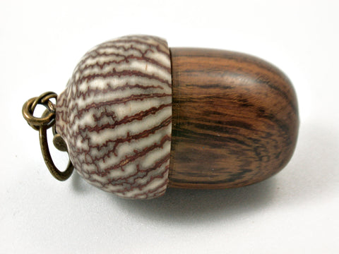 LV-3791  Desert Ironwood & Betelnut Acorn Pendant Box, Charm, Pill Holder-SCREW CAP